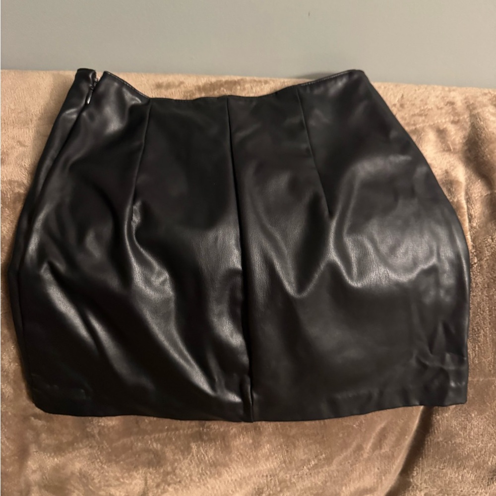 Divided Black Faux Leather Pencil Skirt
